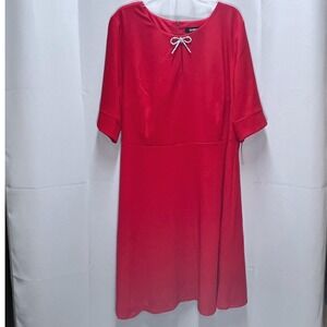 Glamour Red Dress‎ 22W Bow Rhinestone Detail Career Cocktail Party Knee Length